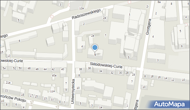 Lublin, Skłodowskiej-Curie Marii, 9, mapa Lublina