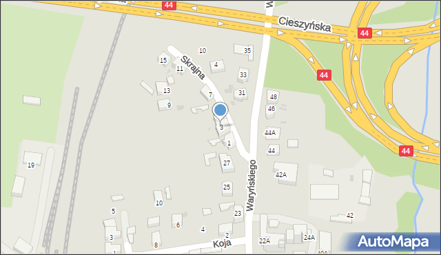 Mikołów, Skrajna, 3, mapa Mikołów