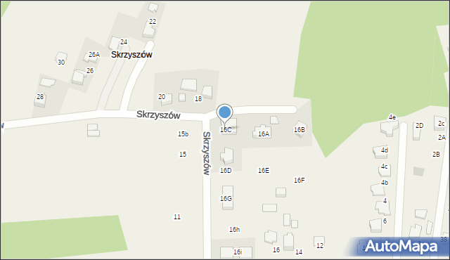 Mogilany, Skrzyszów, 16C, mapa Mogilany