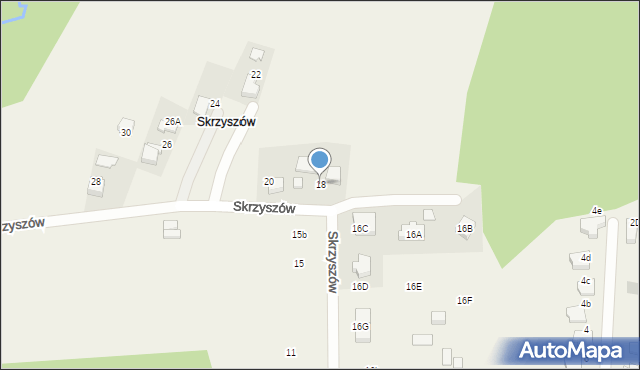 Mogilany, Skrzyszów, 18, mapa Mogilany