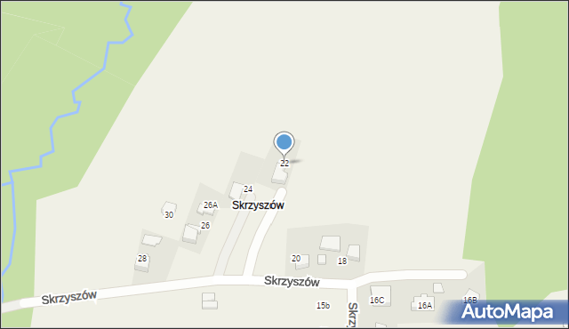 Mogilany, Skrzyszów, 22, mapa Mogilany