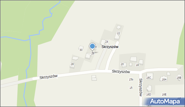 Mogilany, Skrzyszów, 26, mapa Mogilany