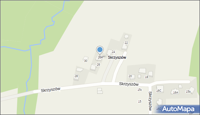 Mogilany, Skrzyszów, 26A, mapa Mogilany