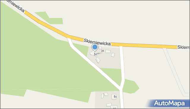 Mysłaków, Skierniewicka, 34, mapa Mysłaków