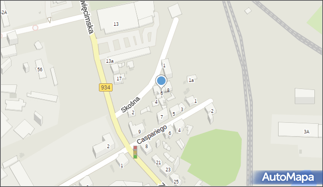 Mysłowice, Skośna, 6, mapa Mysłowice