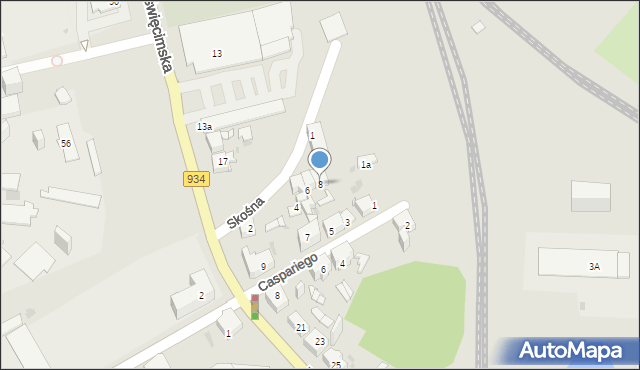 Mysłowice, Skośna, 8, mapa Mysłowice