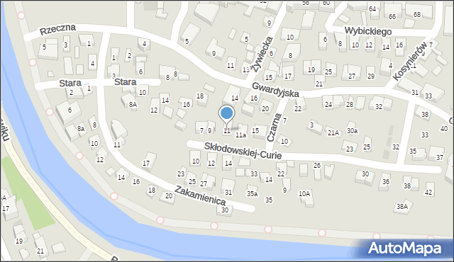 Nowy Sącz, Skłodowskiej-Curie Marii, 11, mapa Nowego Sącza