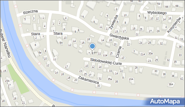 Nowy Sącz, Skłodowskiej-Curie Marii, 9, mapa Nowego Sącza