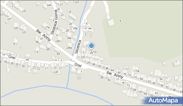 Nowy Targ, Skotnica, 1A, mapa Nowego Targu