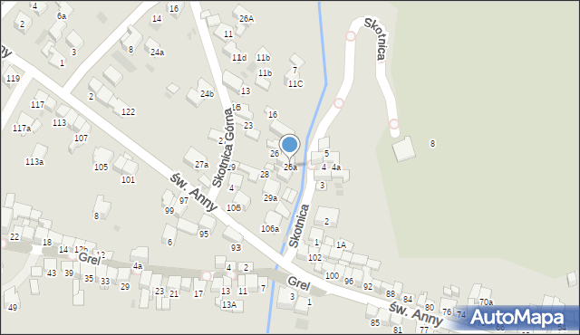 Nowy Targ, Skotnica, 26a, mapa Nowego Targu