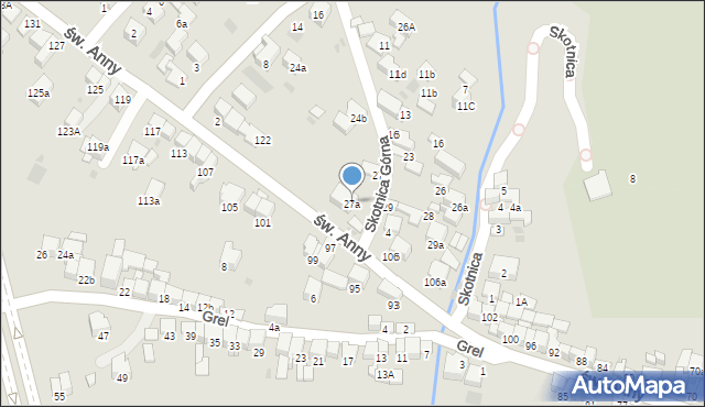 Nowy Targ, Skotnica, 27a, mapa Nowego Targu