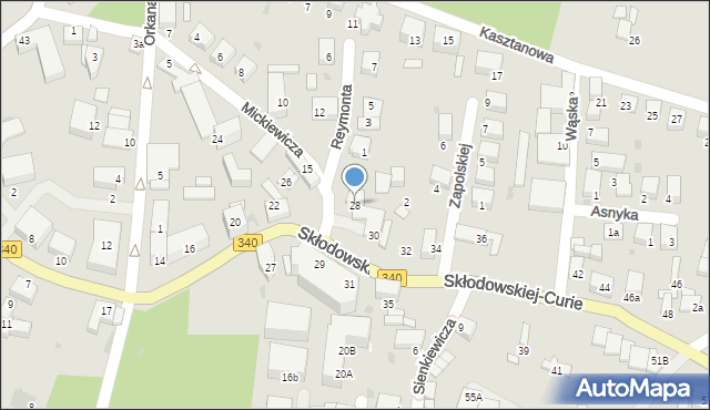 Oborniki Śląskie, Skłodowskiej-Curie Marii, 28, mapa Oborniki Śląskie