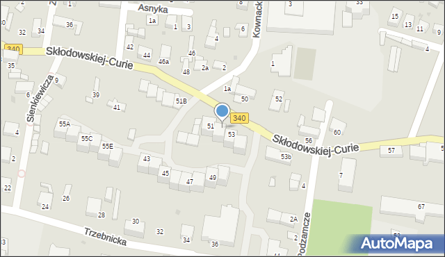 Oborniki Śląskie, Skłodowskiej-Curie Marii, 51a, mapa Oborniki Śląskie