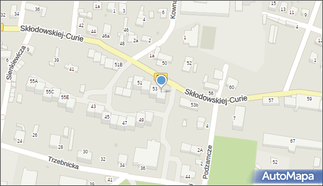 Oborniki Śląskie, Skłodowskiej-Curie Marii, 53a, mapa Oborniki Śląskie
