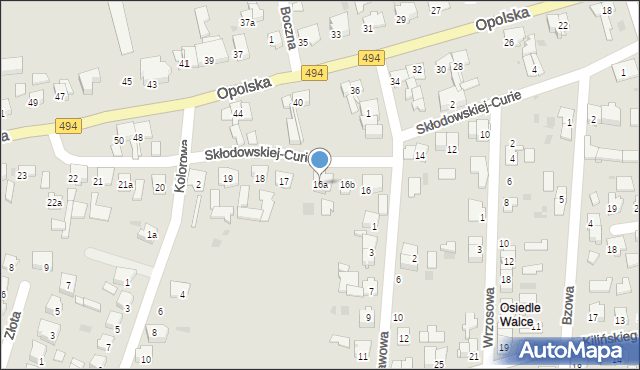 Olesno, Skłodowskiej-Curie Marii, 16a, mapa Olesno