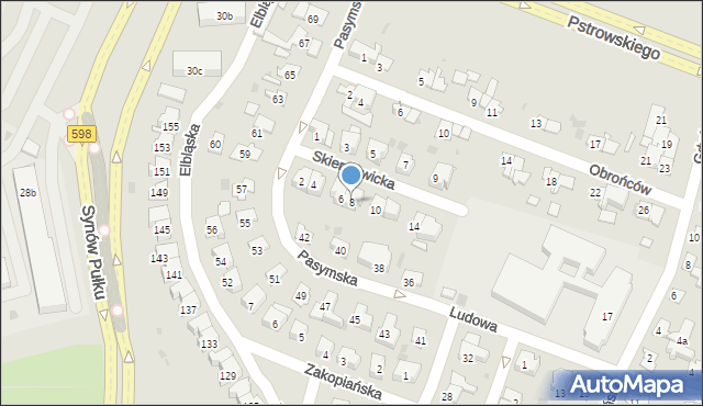 Olsztyn, Skierniewicka, 8, mapa Olsztyna