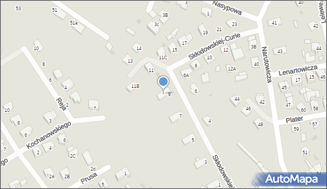 Ostrołęka, Skłodowskiej-Curie Marii, 9a, mapa Ostrołęka