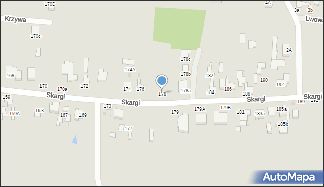 Pabianice, Skargi Piotra, ks., 178, mapa Pabianic