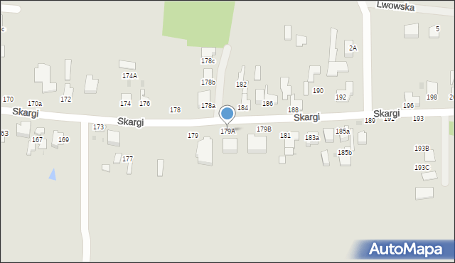 Pabianice, Skargi Piotra, ks., 179A, mapa Pabianic