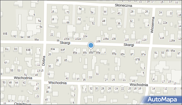 Pabianice, Skargi Piotra, ks., 85d, mapa Pabianic