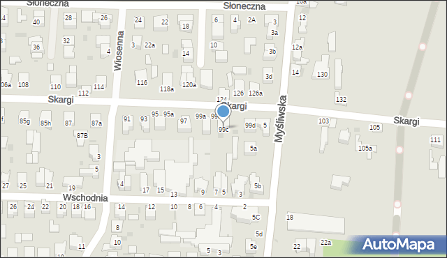 Pabianice, Skargi Piotra, ks., 99c, mapa Pabianic