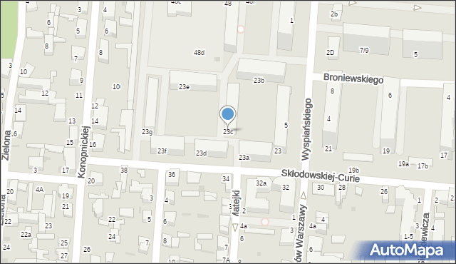 Pabianice, Skłodowskiej-Curie Marii, 23c, mapa Pabianic