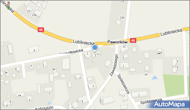 Pawonków, Skrzydłowicka, 1, mapa Pawonków