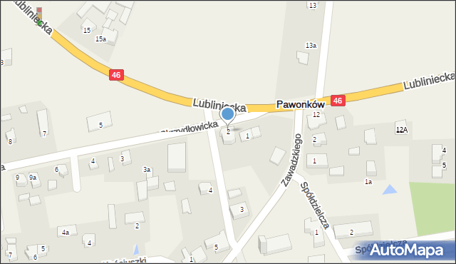 Pawonków, Skrzydłowicka, 2, mapa Pawonków