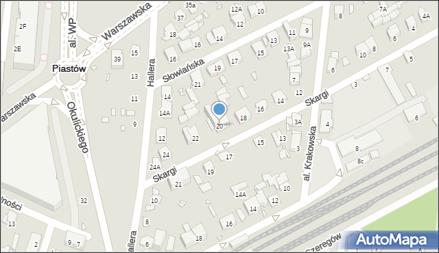 Piastów, Skargi Piotra, ks., 20, mapa Piastów