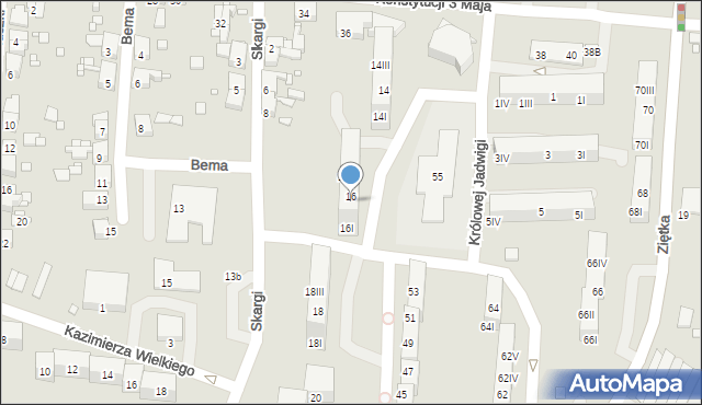 Piekary Śląskie, Skargi Piotra, ks., 16II, mapa Piekary Śląskie