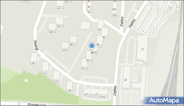 Piekary Śląskie, Skargi Piotra, ks., 36, mapa Piekary Śląskie