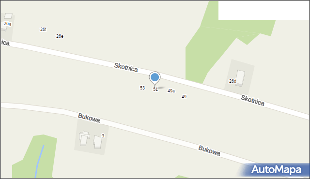 Pisarzowice, Skotnica, 51, mapa Pisarzowice