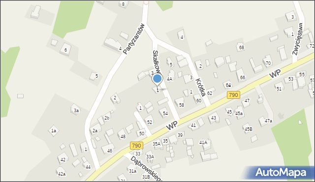 Podzamcze, Skałkowa, 1, mapa Podzamcze