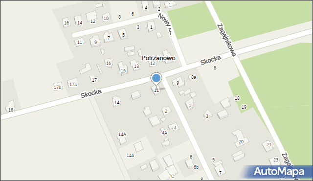 Potrzanowo, Skocka, 11, mapa Potrzanowo