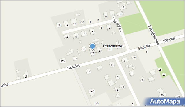 Potrzanowo, Skocka, 15, mapa Potrzanowo