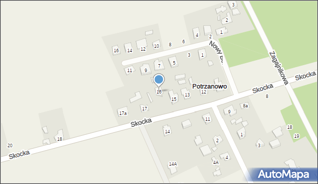 Potrzanowo, Skocka, 16, mapa Potrzanowo