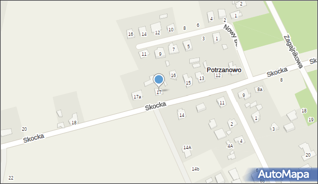 Potrzanowo, Skocka, 17, mapa Potrzanowo