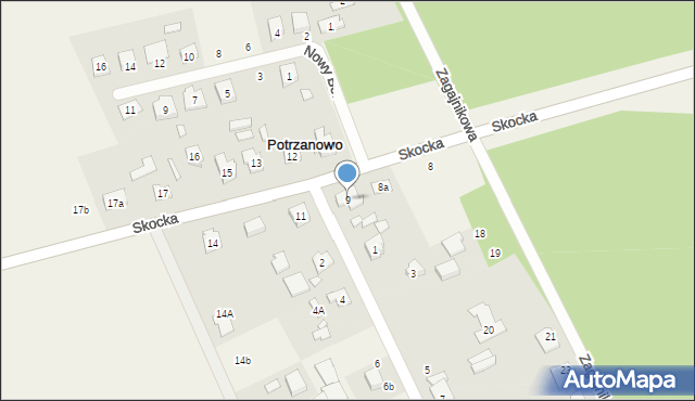 Potrzanowo, Skocka, 9, mapa Potrzanowo