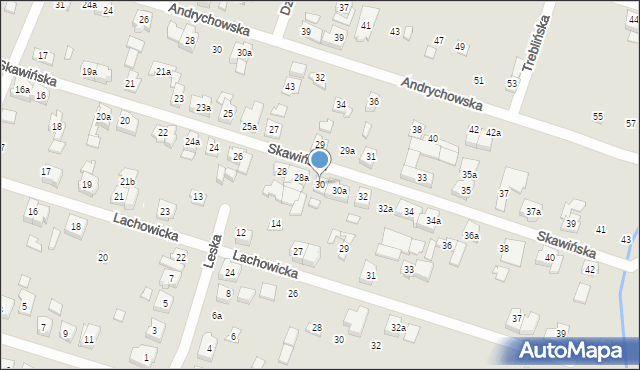 Poznań, Skawińska, 30, mapa Poznania