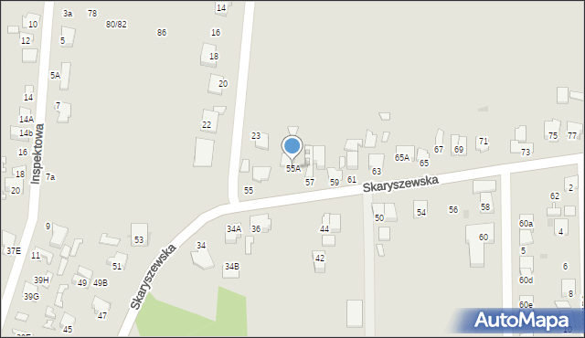 Radom, Skaryszewska, 55A, mapa Radomia