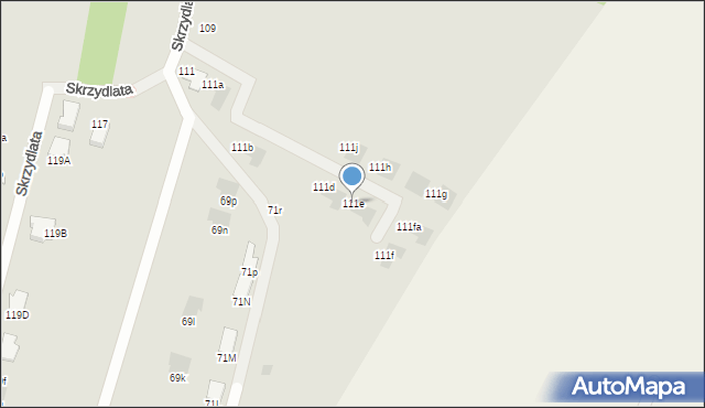 Radom, Skrzydlata, 111e, mapa Radomia