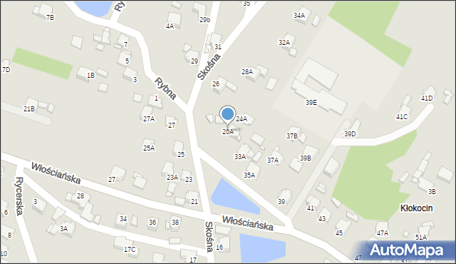 Rybnik, Skośna, 20A, mapa Rybnika