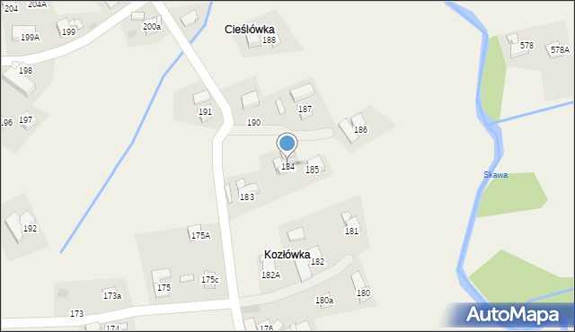 Skawa, Skawa, 184, mapa Skawa