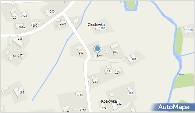 Skawa, Skawa, 190, mapa Skawa
