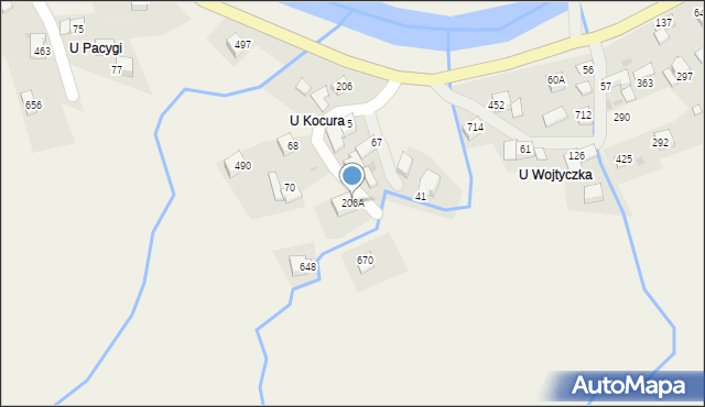 Skawica, Skawica, 206A, mapa Skawica