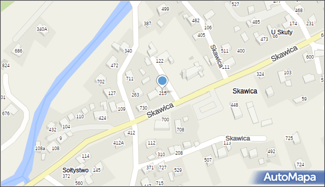 Skawica, Skawica, 215, mapa Skawica