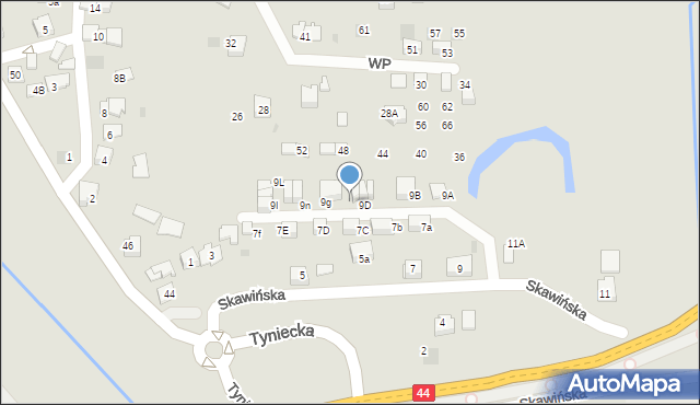 Skawina, Skawińska, 9F, mapa Skawina