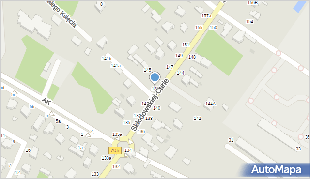 Skierniewice, Skłodowskiej-Curie Marii, 143, mapa Skierniewic