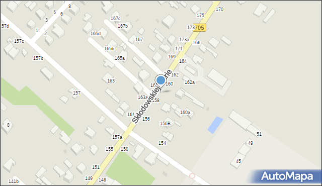 Skierniewice, Skłodowskiej-Curie Marii, 160a, mapa Skierniewic