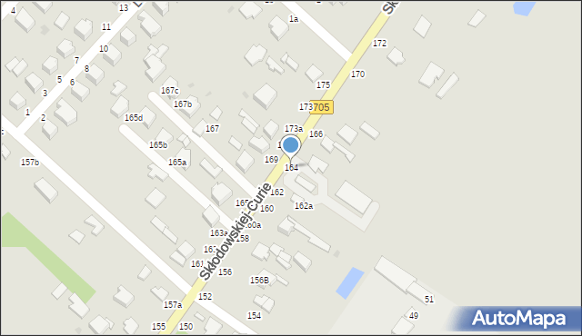 Skierniewice, Skłodowskiej-Curie Marii, 164, mapa Skierniewic